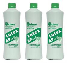 Kit 3un Removedor De Esmalte Com Acetona Lutex Cinco 500ml