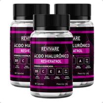 Kit 3un Resveratrol com Acido Hialuronico Antioxidante Formula Avançada 60Caps - Revivare