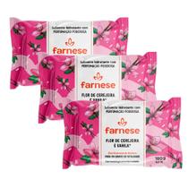 Kit 3un Sabonete Hidratante Perfumado Flor de Cerejeira e Vanila 180g Farnese
