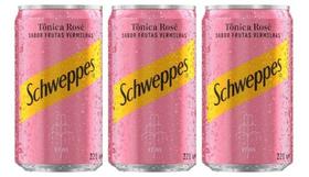 Kit 3un Schweppes Tônica Rose Frutas Vermelhas Lata 220ml