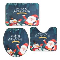 Kit 3un Tapete para Banheiro Noel decoração natalina vaso pia tampa do vaso conjunto natal papai noel