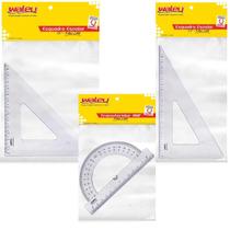 Kit 3un Transferidor Esquadro Escolar Matemática Geometria Kit 3un Transferidor Esquadro Escolar Matemática Geometria