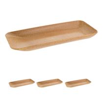 kit 3UN TRAVESSA RETANGULAR PARA PETISCOS marrom claro