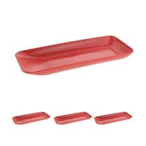Kit 3un travessa retangular petiscos petisqueira vermelho Kit 3un travessa retangular petiscos petisqueira vermelho