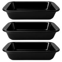 Kit 3un Travessas Refratárias Cerâmicas Retangulares Assadeira Multiuso para Servir Forno 1850ml