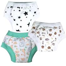 Kit 3und Treinamento Desfralde Bebê Reutilizável Safari/Star