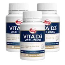 Kit 3uni Vita D3 + C + Zinco 60 Cáps 1000mg - Vitafor