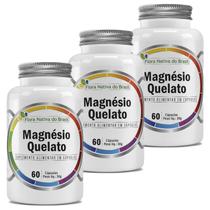 Kit 3unid Magnésio Quelato 60 Cápsulas 500mg