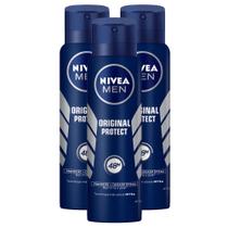 Kit 3X 150ml Desodorante Antitranspirante Aerosol Nivea Men Original Protect
