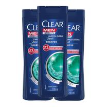 Kit 3X 200ml Shampoo Clear Men Limpeza Diária 2 em 1