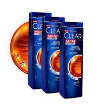 Kit 3X 200ml Shampoo Clear Men Queda Control