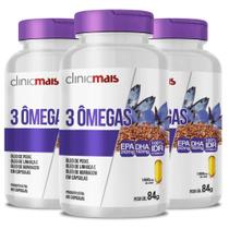 KIT 3X 3 ômegas ( Óleo de Peixe, Linhaça e Borragem) 60 cápsulas - Clinicmais