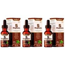 Kit 3x 5 Magnésio Malato Hidróxido Taurato Bisglicinato Óxido 30ml Melfort