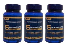 KIT 3x 5 Magnésios (Quelato,Malato,Taurato,Citrato,Óxido) 500mg 60 cápsulas - muwiz