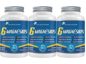 Kit 3x 6 Magnésios Taurato Malato Bisglicinato Citrato 60 Capsulas 600mg