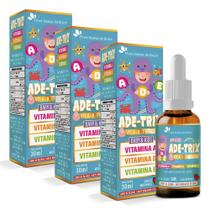 Kit 3x ADE-TRIX Vitamina A, D, E 30ml Cada - Sabor Morango - Flora Nativa