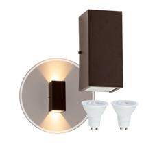 Kit 3x Arandelas Duplo Facho Longo Marrom + Lâmpada Led Gu10 6w 6500K ST187