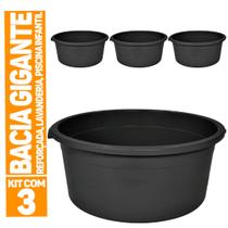 Kit 3x Bacia Plastico Grande Reforçada Multiuso C Alça 80l Kit 3x Bacia Plastico Grande Reforçada Multiuso C Alça 80l