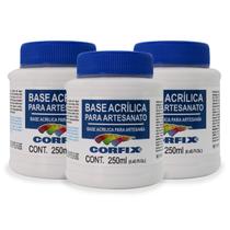 Kit 3x Base Acrílica para Artesanato 250ml Corfix