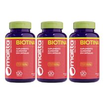Kit 3x Biotina 3x60 cápsulas Maltta Sabor:Sem sabor
