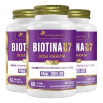 Kit 3x Biotina B7 45ug 150% IDR 60 Capsulas Flora Nativa do Brasil