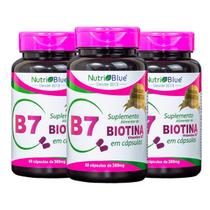 Kit 3X Biotina Crescimento Saúde Cabelos Unhas Pele - Nutriblue