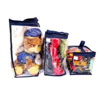 Kit 3x Bolsa para armazenamento de brinquedos, P/M/G Azul - BOM CLOSET