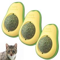 Kit 3x Brinquedo de Gato Abacate Lambe Lambe Interativo com Bola Catnip Erva de Gato para Grudar