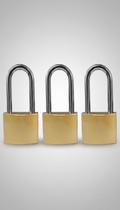 Kit 3x Cadeados Haste Longa 32mm Dourado Kit 3x Cadeados Haste Longa 32mm Dourado