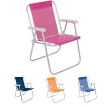 Kit 3x Cadeiras de Praia Alta Alumínio Piscina Camping Pesca Lazer Várias Cores Qualidade Premium