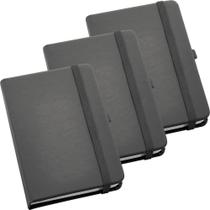 Kit 3x Caderneta de Anotações 14x21cm 80 Fls Sem Pauta Cinza