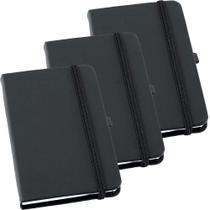 Kit 3x Caderneta de Anotações 14x21cm 80 Fls Sem Pauta Preto