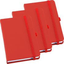 Kit 3x Caderneta de Anotações 14x21cm 80 Fls Sem Pauta Vermelho