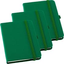 Kit 3x Caderneta de Anotações 9x14cm 80 Fls Pautadas Verde