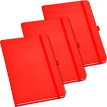 Kit 3x Caderneta de Anotações 9x14cm 80 Fls Pautadas Vermelho
