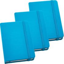 Kit 3x Caderneta de Anotações 9x14cm 80 Fls Sem Pauta Azul Claro