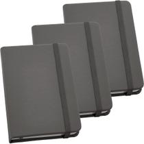 Kit 3x Caderneta de Anotações 9x14cm 80 Fls Sem Pauta Cinza