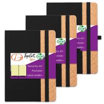 Kit 3x Caderneta Eco Line 14X21cm 96 Fls Pautadas Preto