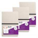 Kit 3x Caderneta Linen 14x21cm 96 Fls Pautadas Bege e Preto