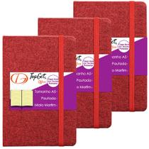 Kit 3x Caderneta Weave 13,7x21cm 80 Fls Pautadas Vermelho