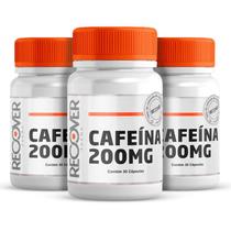 Kit 3x Cafeína 200mg 30 Cápsulas Recover Farma