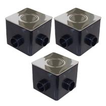 Kit 3x Caixa De Passagem Base Quadrada E Tampa Inox Brustec Kit 3x Caixa De Passagem Base Quadrada E Tampa Inox Brustec