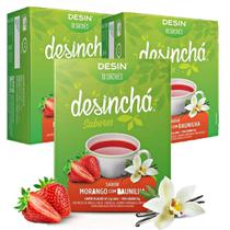 Kit 3x Caixas Desinchá Morango com Baunilha Suplemento Alimentar Natural 10 Sachês 1,5g Original Kit 3x Caixas Desinchá Morango com Baunilha Suplemento Alimentar Natural 10 Sachês 1,5g Original