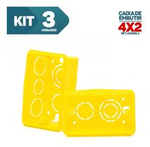 Kit 3x Caixinha De Luz Plástica 4x2 Caixa De Embutir
