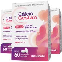 KIT 3X Cálcio Gestan (Carbonato de Cálcio) 60 comprimidos - Maxinutri KIT 3X Cálcio Gestan (Carbonato de Cálcio) 60 comprimidos - Maxinutri