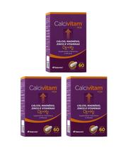 Kit 3x Calcivitam MDK Suplemento vitaminico e Mineral c/60 capsulas Calcio, Magnesio, Zinco