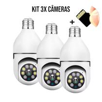 KIT 3X Câmera IP 360 wifi visão noturna hd Sem Fio + Cartão