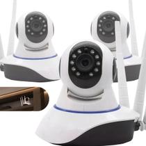 Kit 3x Câmeras Ip Sem Fio Hd 720p Gira 345 Wifi Visão Noturna Infravermelho