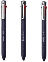 Kit 3x Caneta Esferográfica Retrátil 0,7mm Izee 4 Cores Violeta Pentel