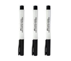 Kit 3x Caneta Marcador Permanente Preto Faber Castell Orig